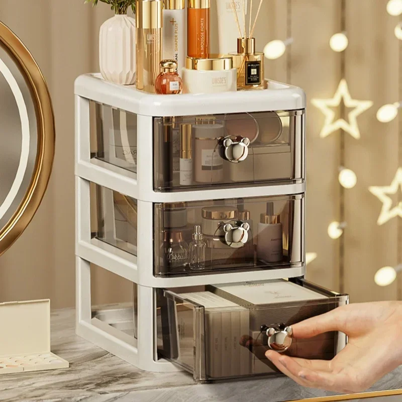 صندوق تخزين مكتبي قابل للتكديس مع درج مقاوم للغبار صندوق تخزين مكتبي صندوق مستحضرات التجميل لوازم مكتبية رف تخزين الحطام #3