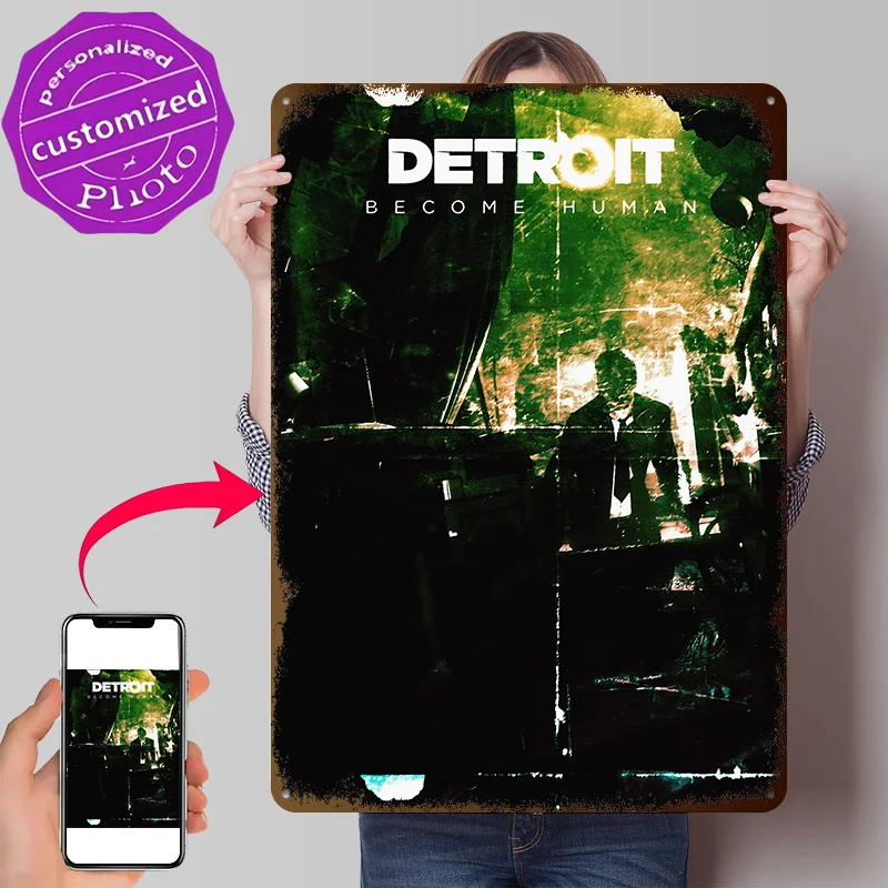 Detroit Become Human Metal Poster Perfect Gift for Fans Lovers Customized Wall Art Metal Sign for Room Ornaments Home Decoration