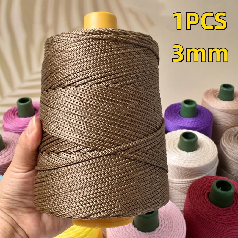 1Pc 3mm Crocheting Light Weight Rope Cool Hollow Yarn To Crochet Summer Sun Hat Hand Knitting Thick Threads Bag Hat Cushion