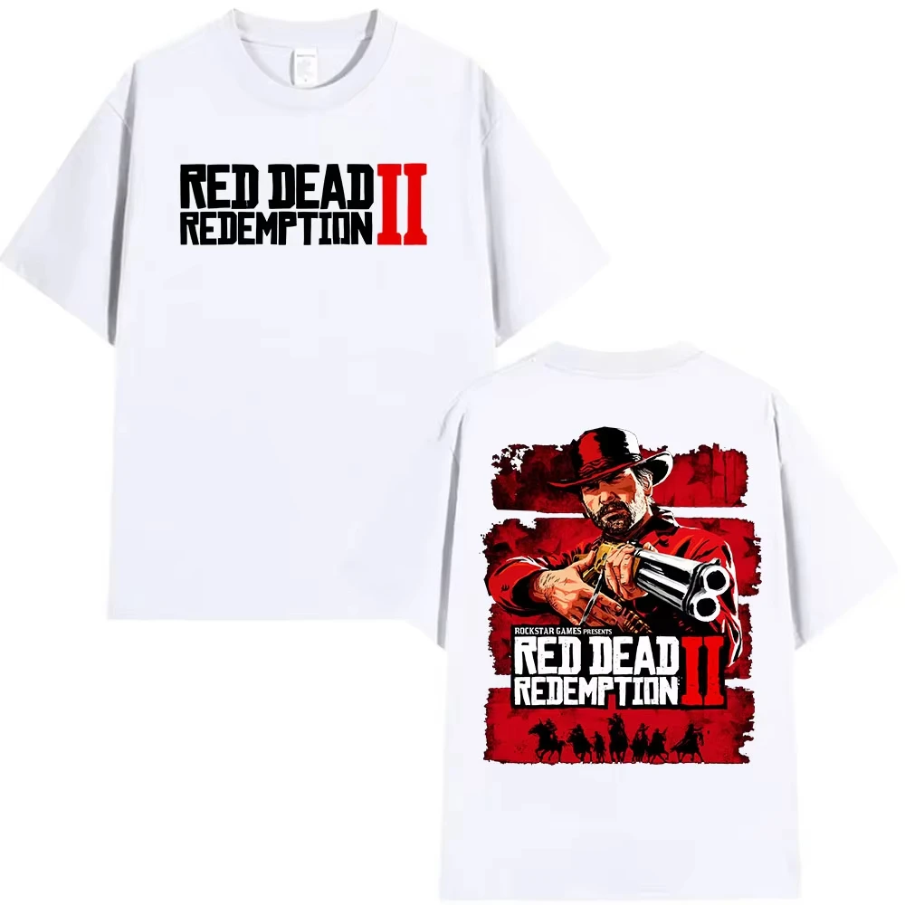 Red Dead Redemption 2 Game Graphic T Shirts Men's Clothing High Quality Summer T-shirt Retro O-Neck Cotton Men Clothing
