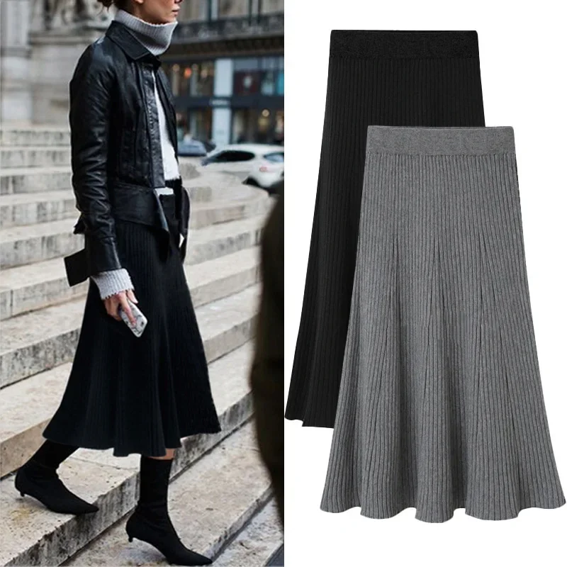 Women Autumn Winter Skirt Solid Color Flounced Edge Sheath High Waist Casual Fashion Elegant Regular Standard Comfortable Shirt