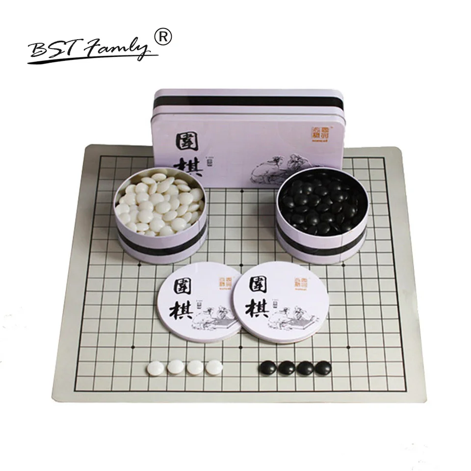 Go Chess 19 Road 361 Pcs/Set Chessman Diameter 2.2cm PU Chessboard Iron Box Chinese Old Game of Go Weiqi Toy Gift G12