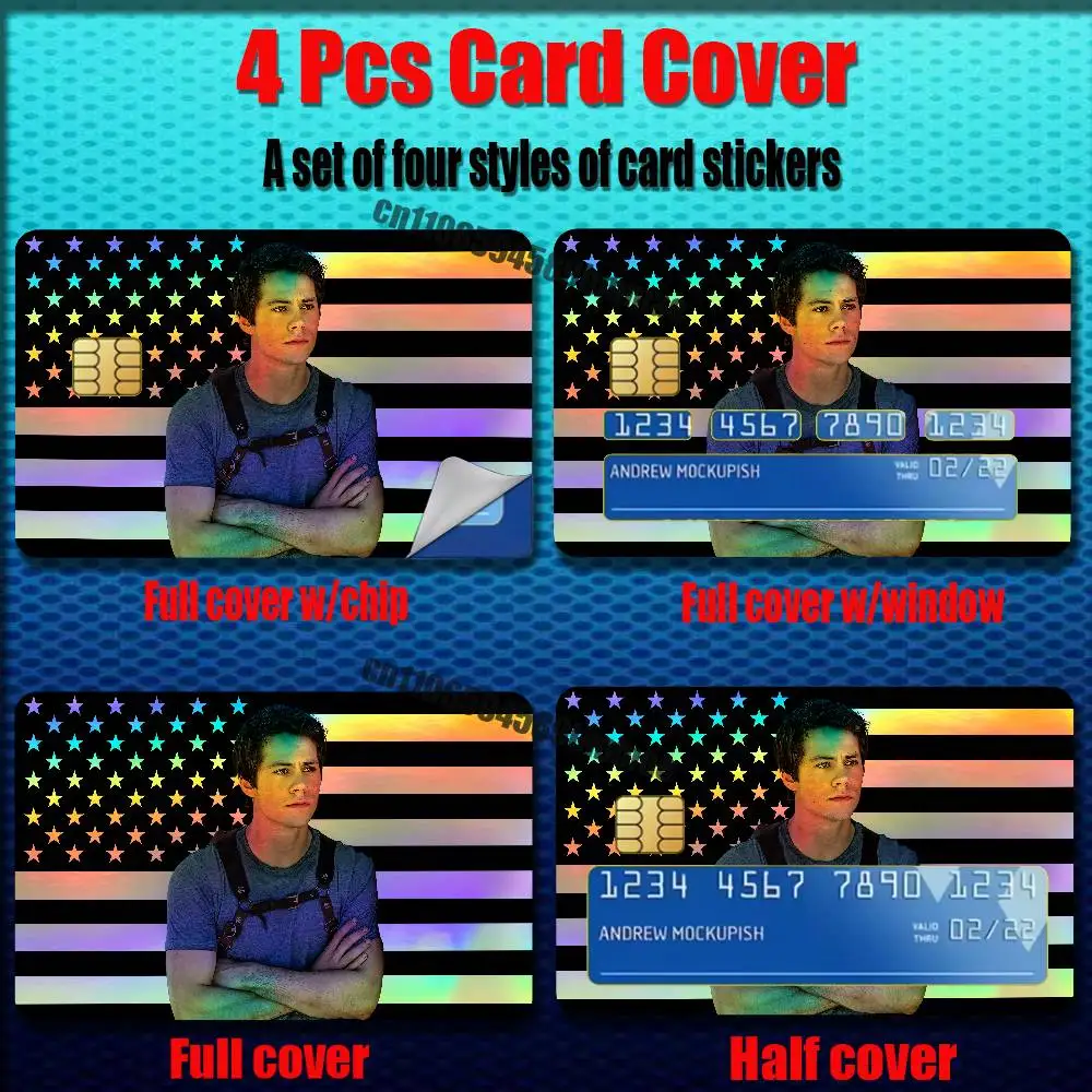 For Dylan O Brien OBrien Credit Bank Sticker ID Access Card Cover Skin Rainbow Color Laser Stickers Film