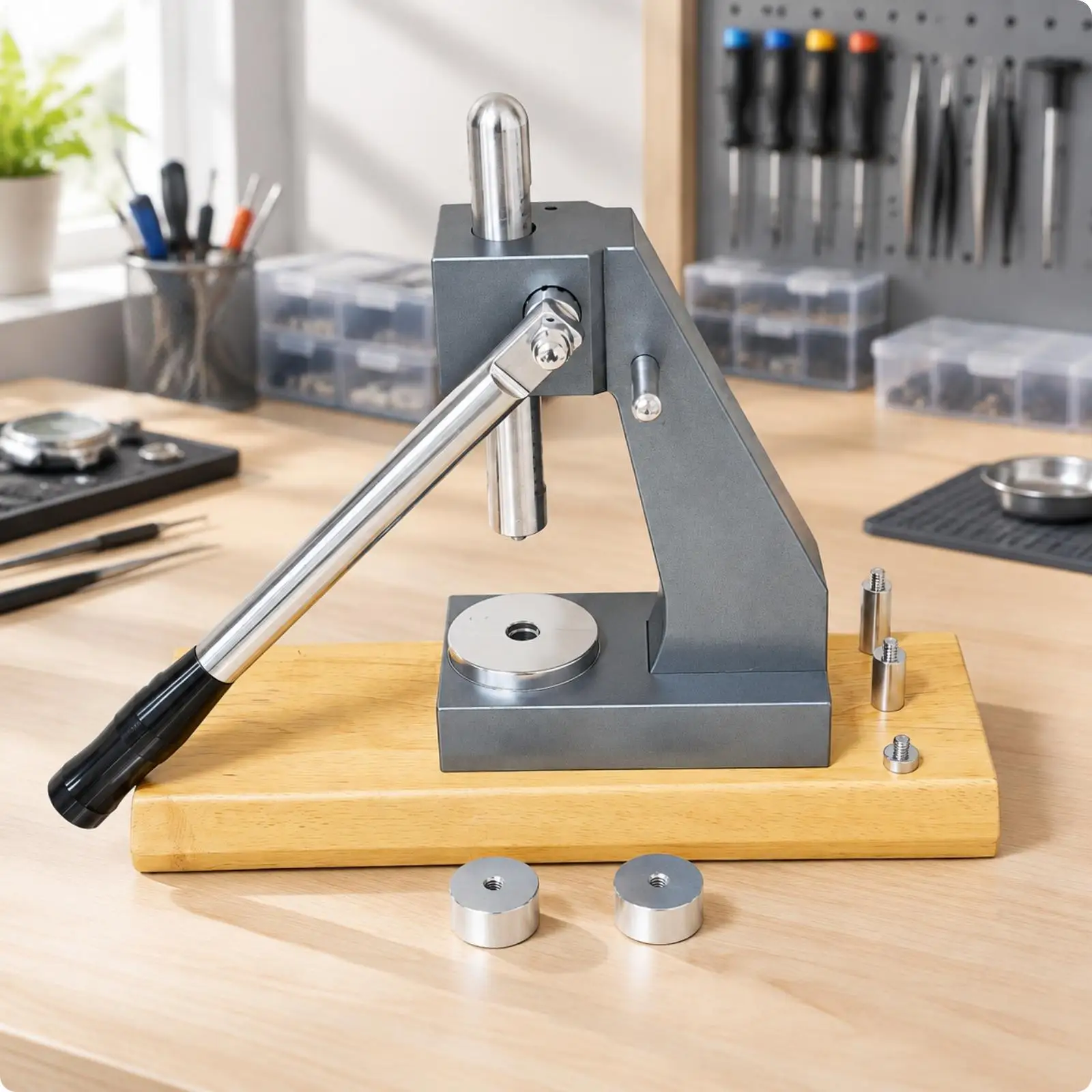 Professional Watch Repair Press Alloy Steel Case Closer Tool for Watchmaker Workshop Hand Operated Watch Press with Dies