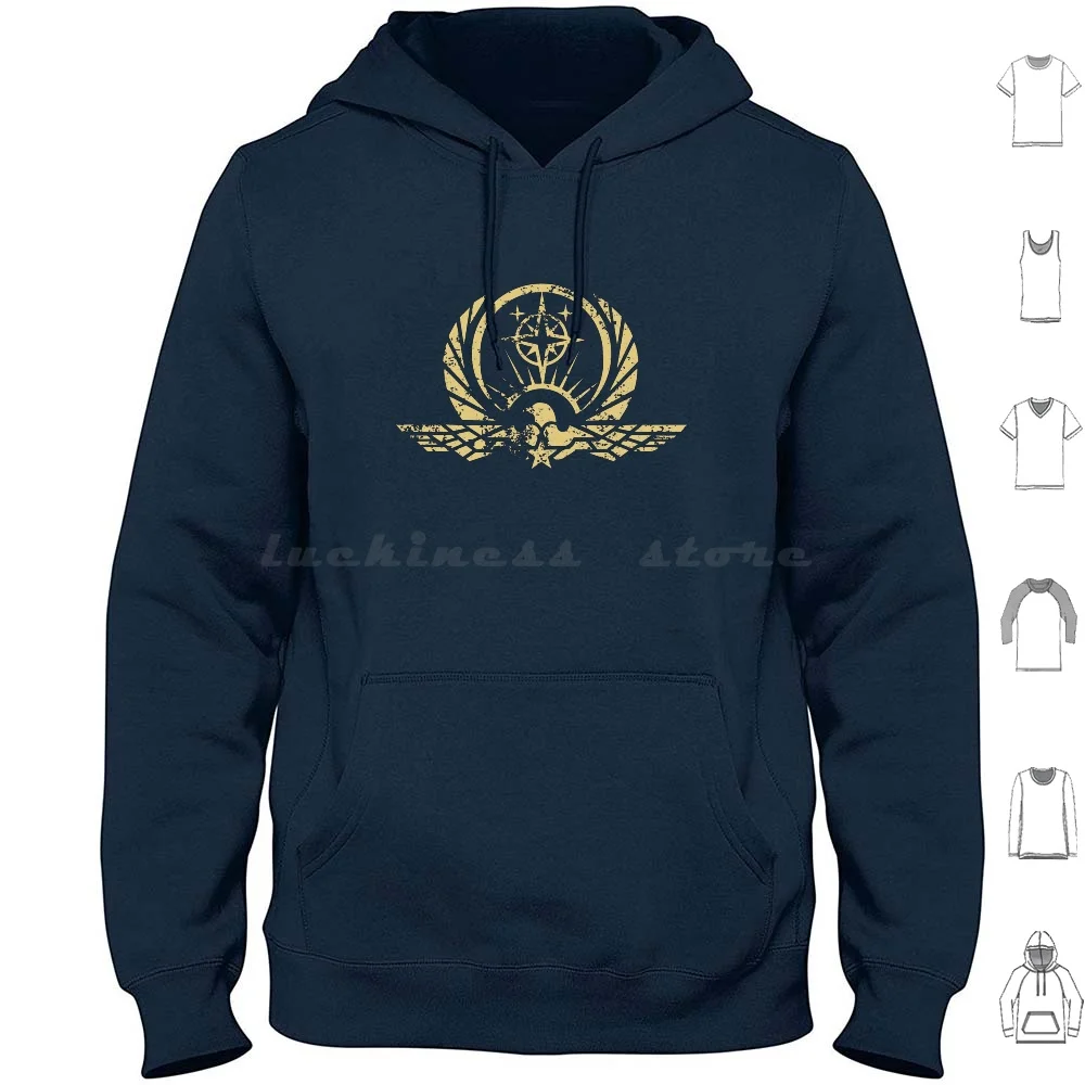 Interstellar Protectorate Logo · Distressed Hoodies Long Sleeve Altered Carbon Logogami Logo Emblem Symbol Flag United