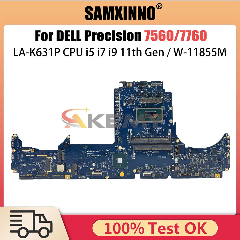 

For Dell Precision 7760 Motherboard LA-K631P SRKT2 i5-11500H SRKT3 i7-11800H W-11855M 0FKPNN 017P2W Laptop 7560 100% Tested