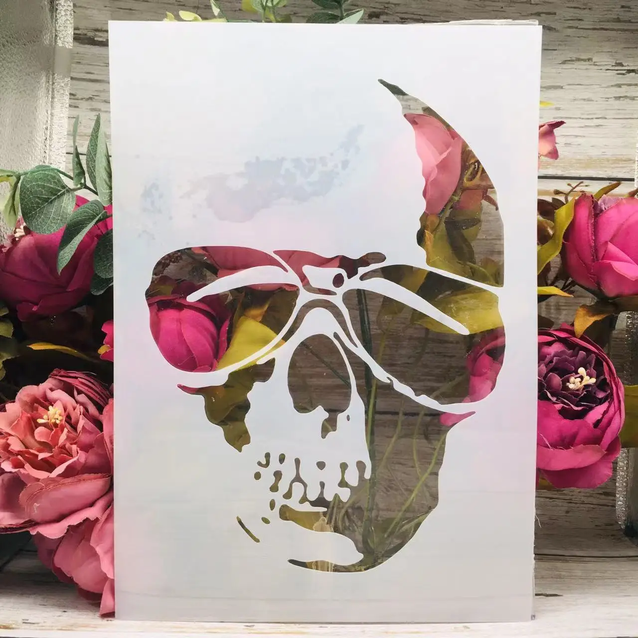 A4 29cm Sunglasses Cool Skull DIY Layering Stencils Wall Painting Scrapbook Coloring Embossing Album Decorative Template