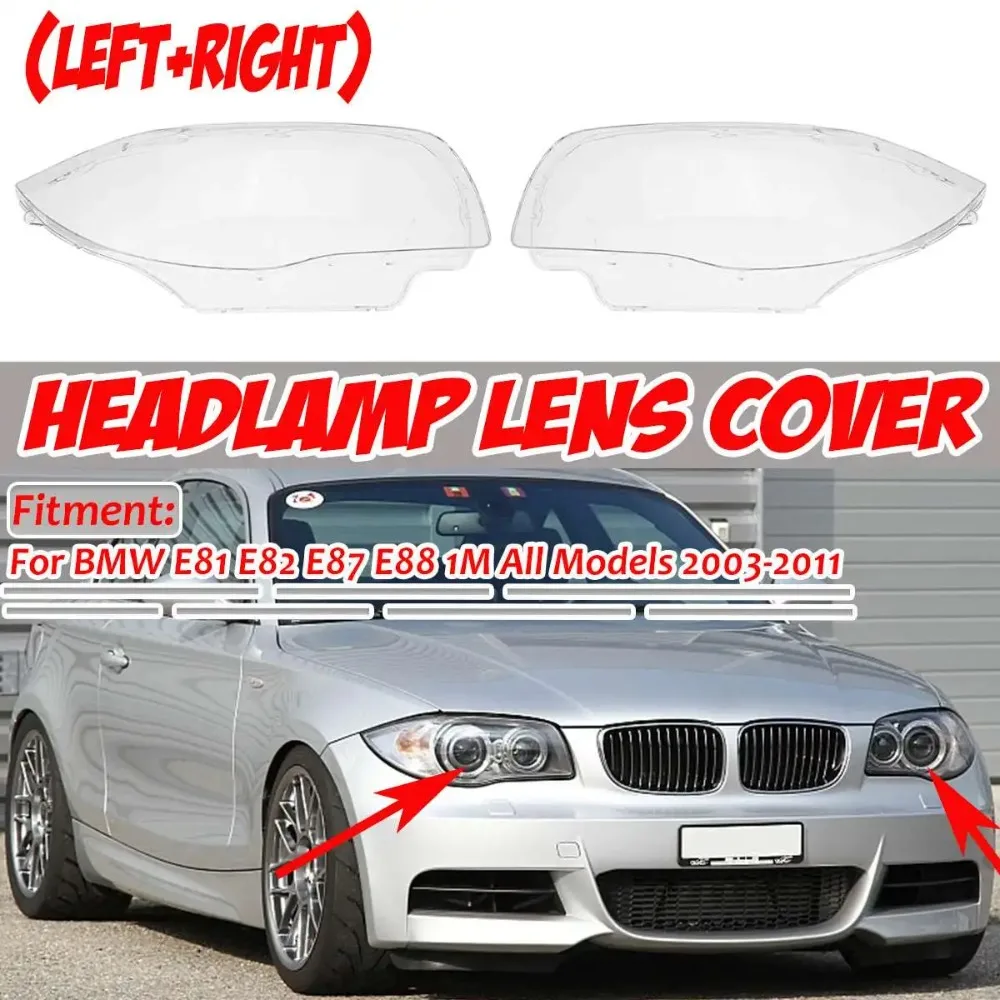 Paar Scheinwerferlinsenabdeckungen für BMW 1er Serie E81 E82 E87 E88 2003-2011, klare Scheinwerfergehäuseabdeckung, transparente Lampenschirmabdeckung