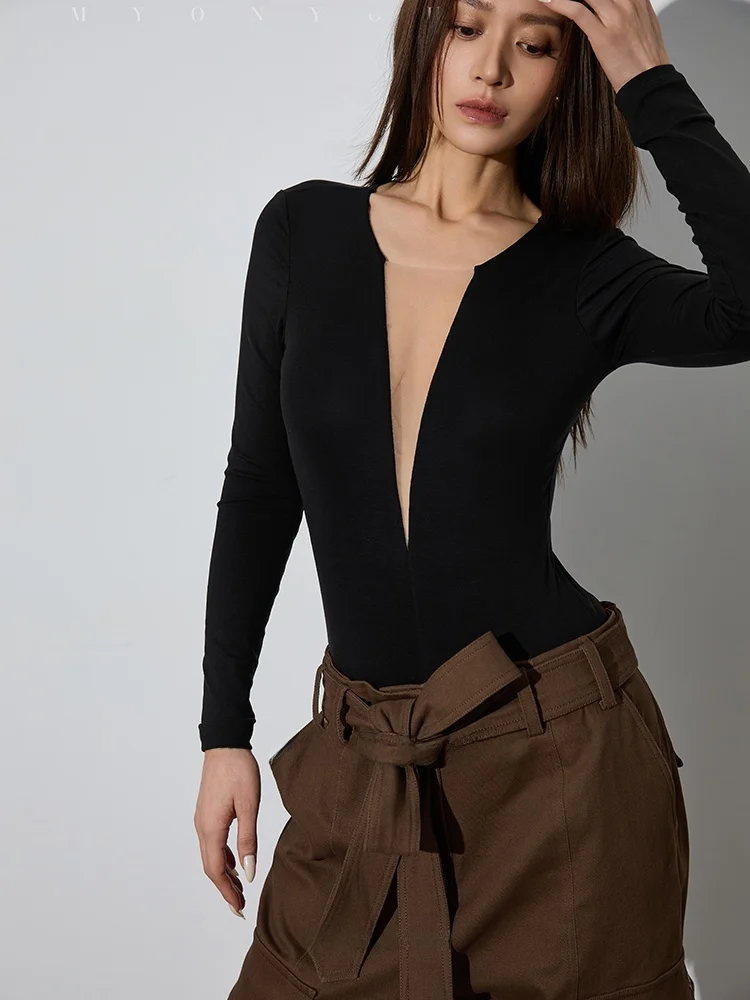 

Купальник MYONYOU Bla-Piece с подкладкой, вырезами, эффектом похудения, глубоким V-образным вырезом, прозрачной лайкрой и шортами с высокой талией