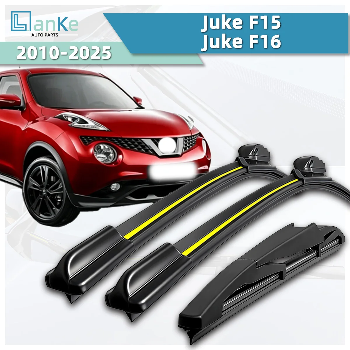 Lanke Wiper Fit For Nissan Juke F15/F16 (2010-2025) Natural Rubber Strip Boneless Silent Car Windshield Wiper Auto Parts