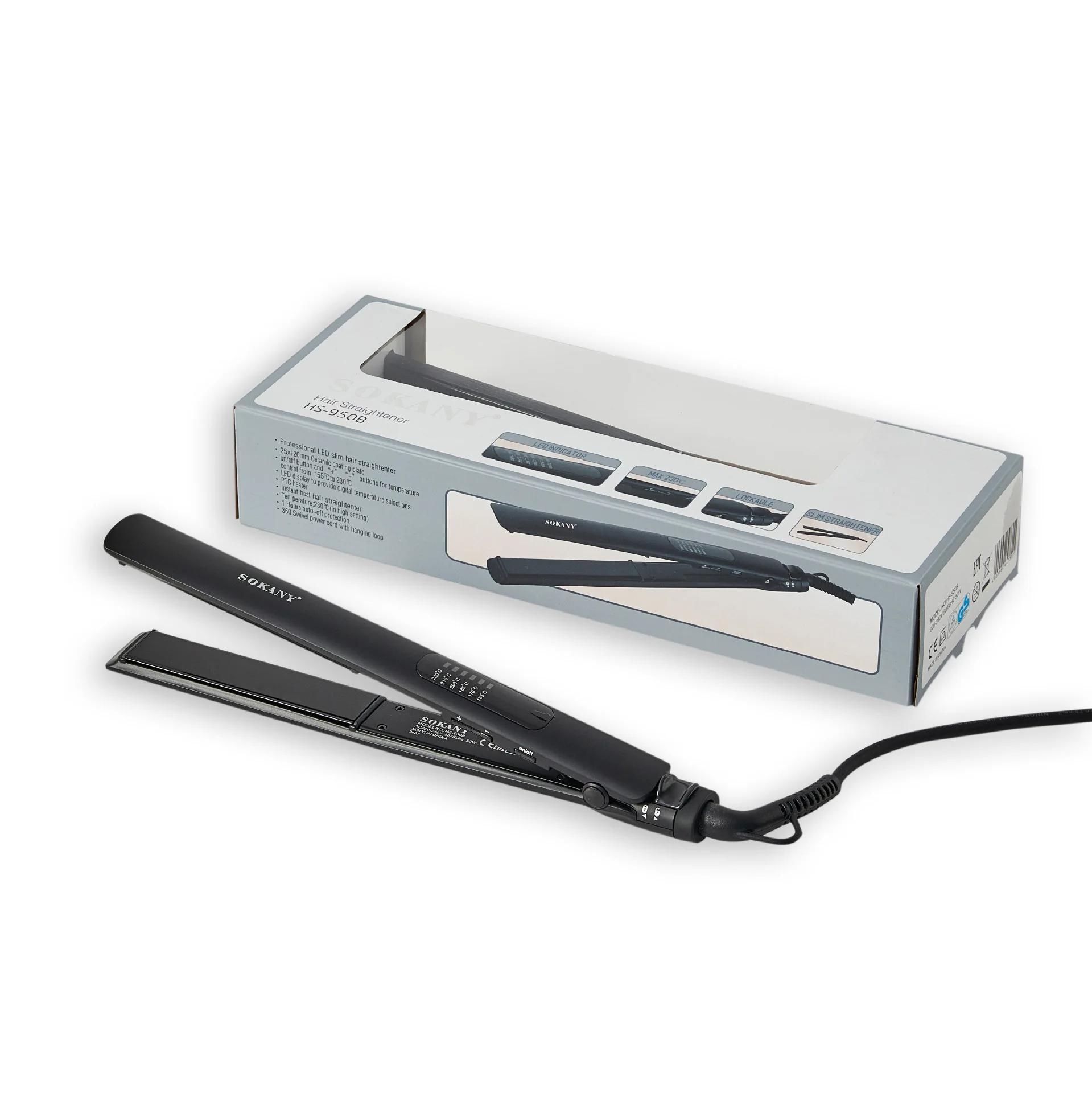 

Hair Straightener with Ceramic Panel, LCD Digital Display Temperature Control, and Heated Clip