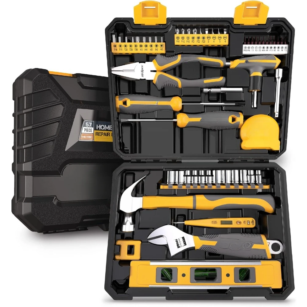 

57pc Household Tool Kit - Home & Garage Mechanics Tools Set - The Complete Tool Box Set for Home Repair tools chest