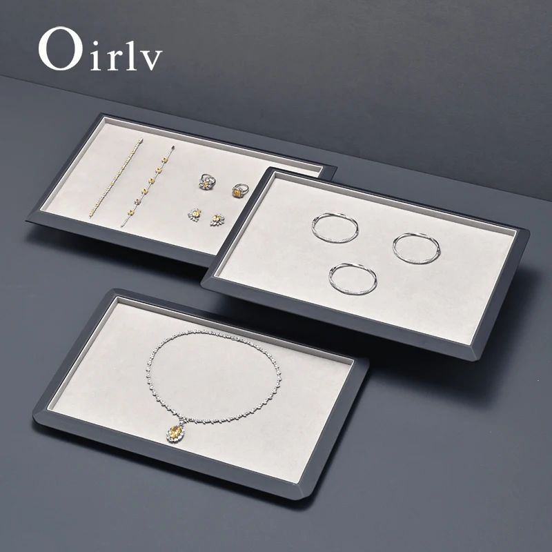 Oirlv Jewelry Display Tray Leather Jewelry Storage Tray Ring Necklace Pendant View Tray Advanced GreyBlue Jewelry Organizer Tray