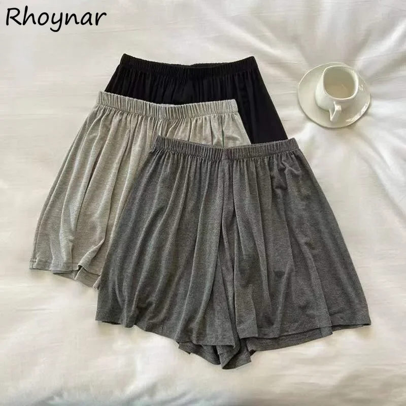 Solid Shorts Women Comfortable Thin Basic Tender Elastic Waist Casual All-match Korean Style Lazy College Classic Summer Daily