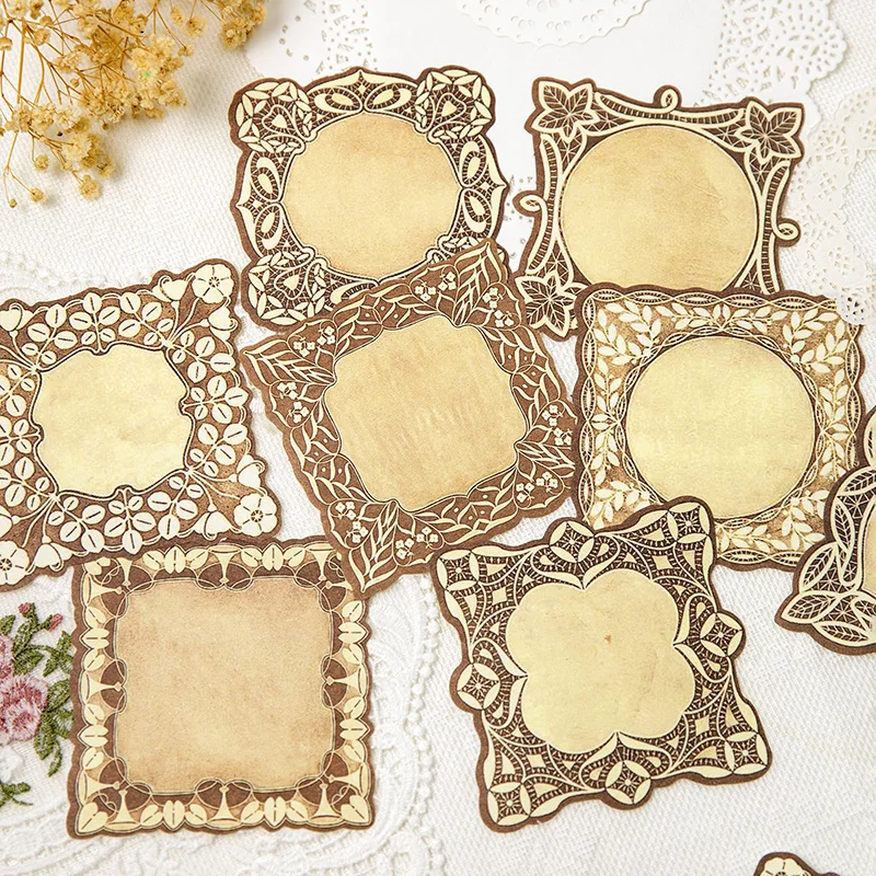 40Pcs/Pack Lace Pattern Design Paper Decorative Material Collage Art Scrapbooking Sketchbook Aesthetic Photo Album Junk Journal