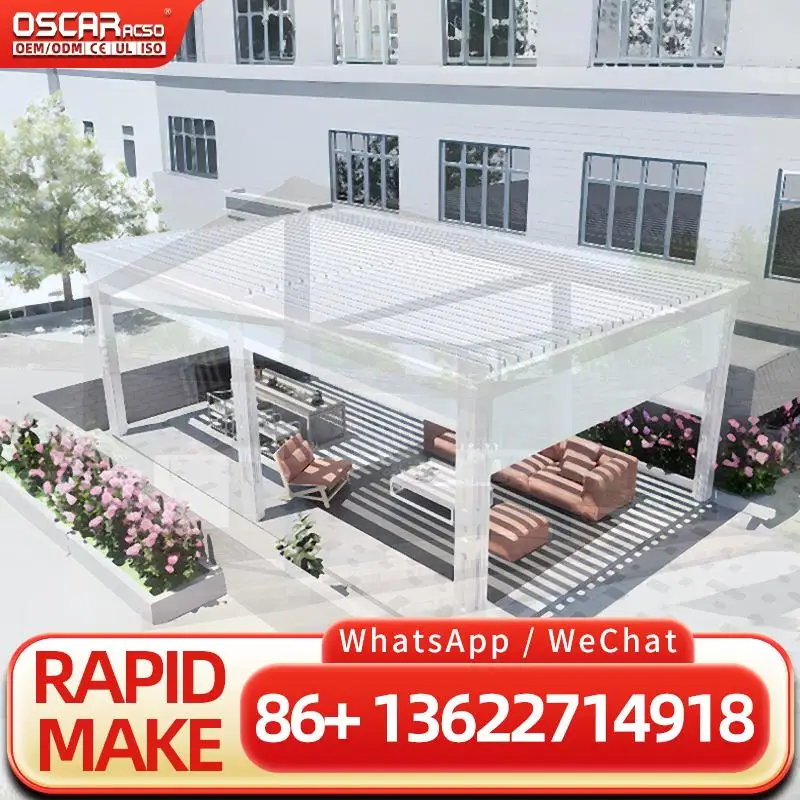 Outdoor Motorized Louver LED Light for Patio Pergola Gazebo Pavilion with Composite Brackets Supports pergola