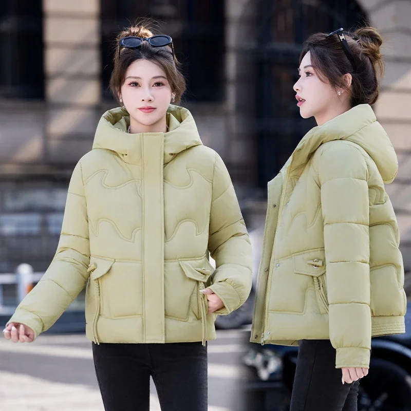 Frauen Lose Baumwolle Gefütterte Jacke Herbst Unten Baumwolle Studenten Akademie Schlank Brot Mantel Mit Kapuze Stehkragen Outwear JJ275