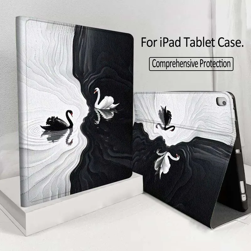 

Swan Cool Luxury Pattern Gift For iPad 7 8gen 9gen 10th 11th Pro 11 13 2 12.9 10.9 10.2 9.7 2025 2024 2021 Tablet Case
