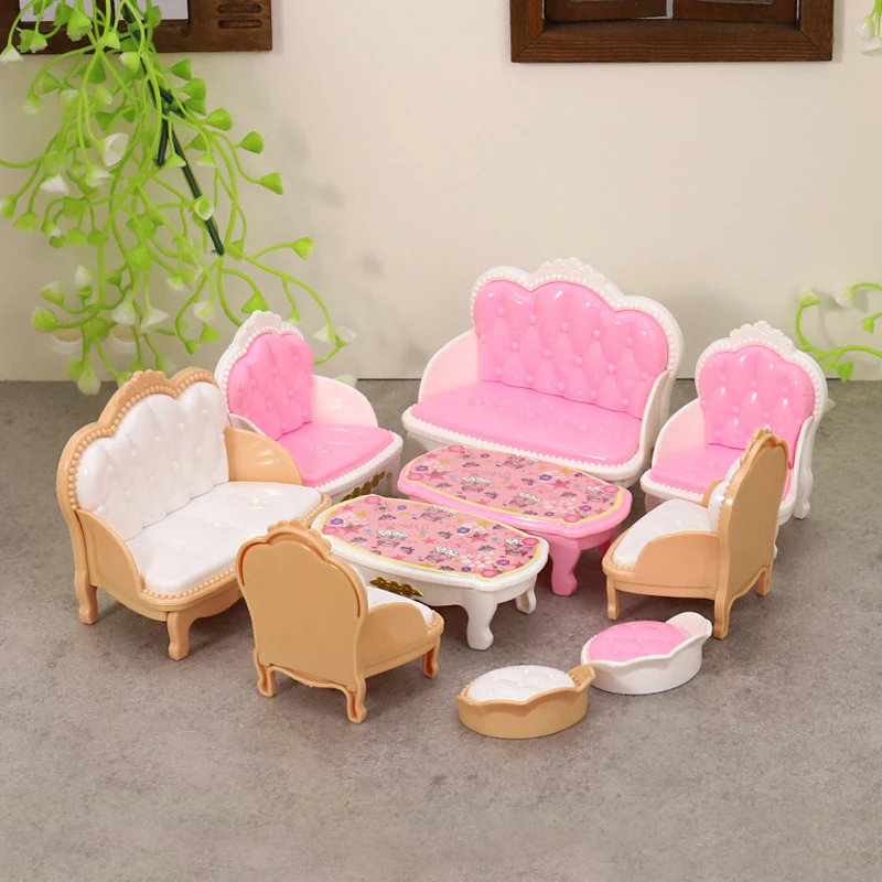 Conjunto de móveis em miniatura modelo para casa escala 1:12, sofá, TV, mesa de centro, ideal para decoração e brincar de casa de bonecas