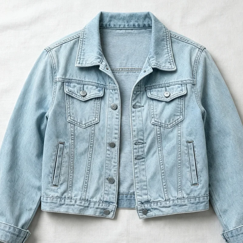 Solid Color Denim Jacket, Long Sleeve Button Down Jeans Coat with Pockets, Fall Spring Lightweight Outerwear