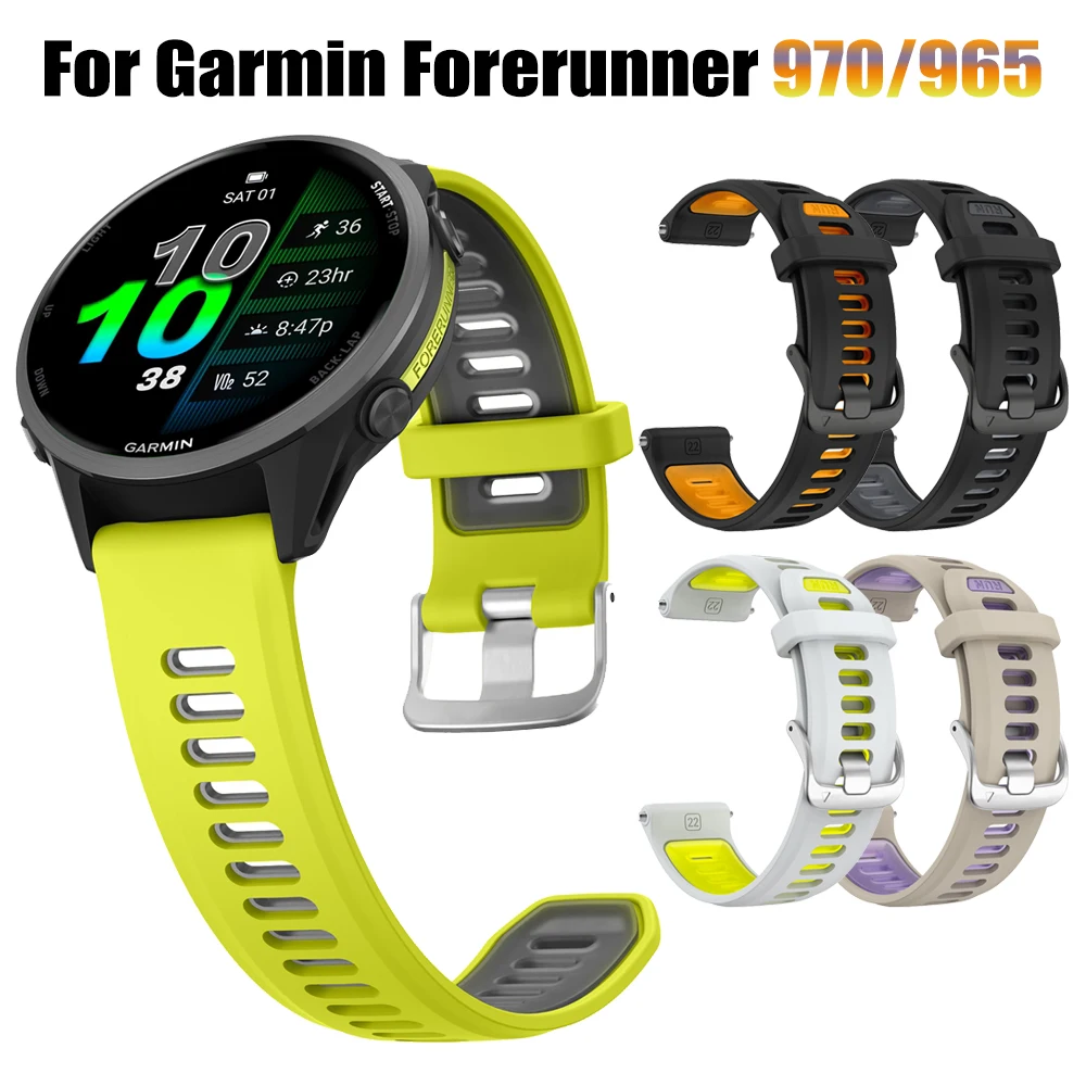 Sport Zweifarbiges Silikonband für Garmin Forerunner 970 965 955 Solar 945 935 745 Armband Armband Armband Zubehör