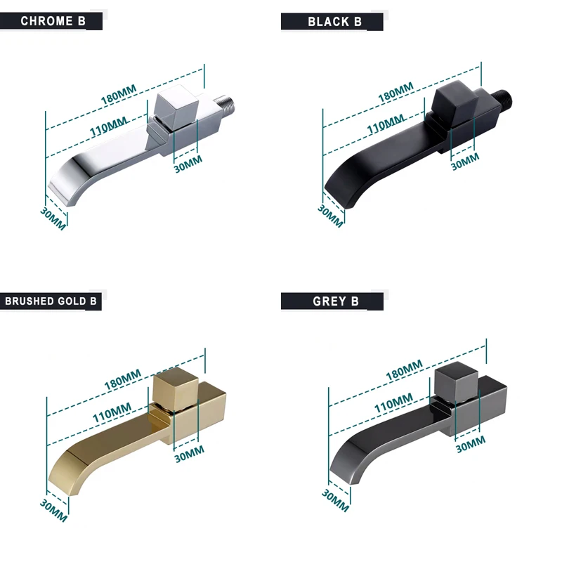 Imagem -04 - Torneira Fria Escondida no Torneira da Bacia da Parede Ouro Escovado Preto Cromo Cinza Montagem na Parede Bica Única Água Fria Torneira do Lavatório