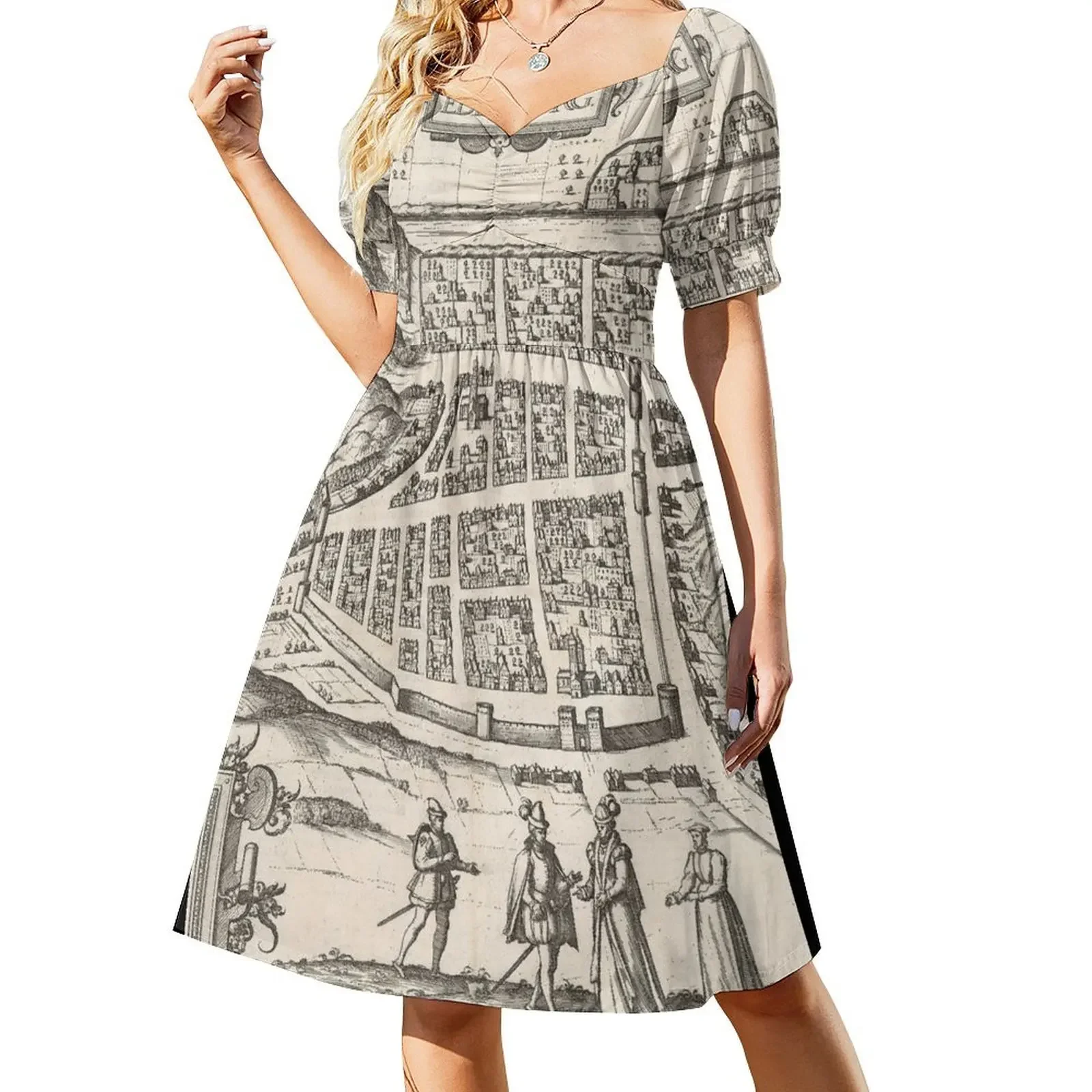 

Vintage Map of Edinburgh Scotland (1581) Short-Sleeved Dress Dresses for wedding party dresses for special events Dress