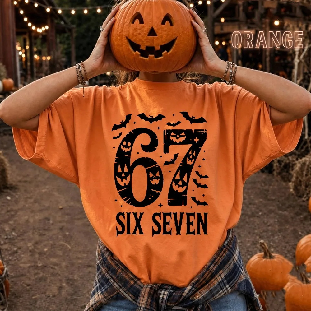 Haunted By 6 7 Halloween T Shirt Men Women Ghost Spider Web Graphic Tees Cotton Oversized Short Sleeve Spooky Gothic Tops