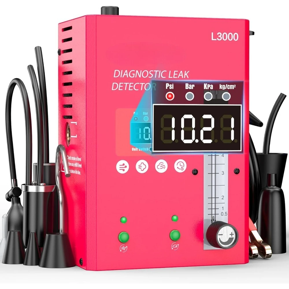 قم بترقية آلة دخان السيارات L3000 مع مضخة هواء مدمجة ومقياس الضغط الرقمي. جهاز اختبار تسرب آلة الدخان EVAP-جديد #1