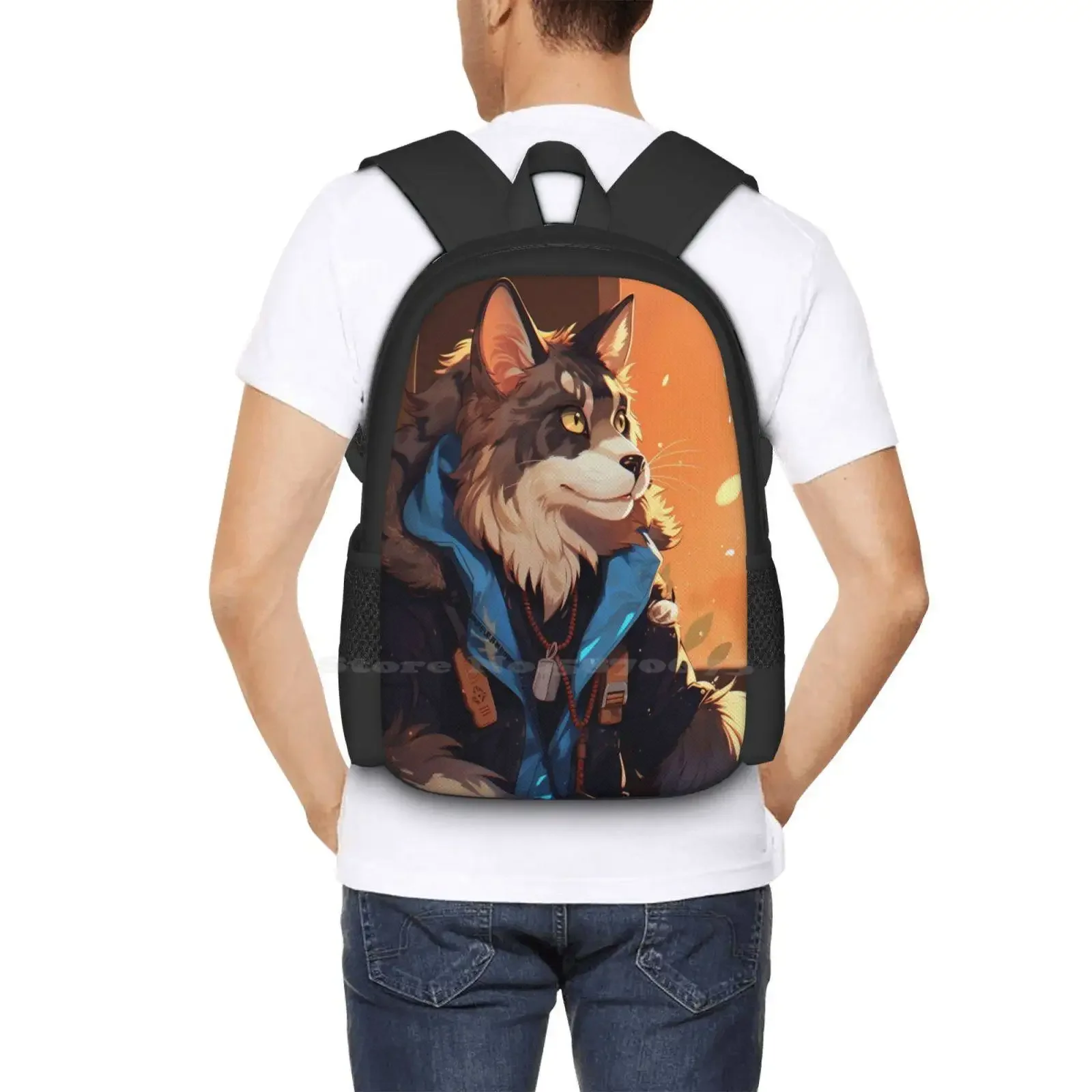 بعد آثار أقدام القط: اكسبلورر في قماش رائجة البيع حقيبة مدرسية على ظهره حقائب الموضة طبيعة غابة اكسبلورر القط الحيوان #6