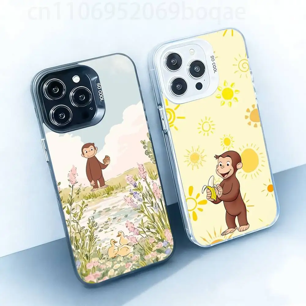 

Curious G-George Monkey Hard Phone Case for IPhone 17 16 15 14 13 12 11 Pro Max Plus16E X XR XS Max shockproof Full Cover