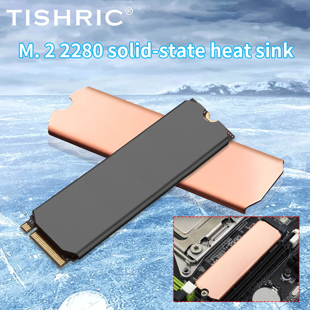 TISHRIC SSD M2 المبرد المبرد برودة التبريد المبرد الألومنيوم 2280 SSD بالوعة الحرارة مع وسادة حرارية ل M.2 NVME NGFF 2280 SSD