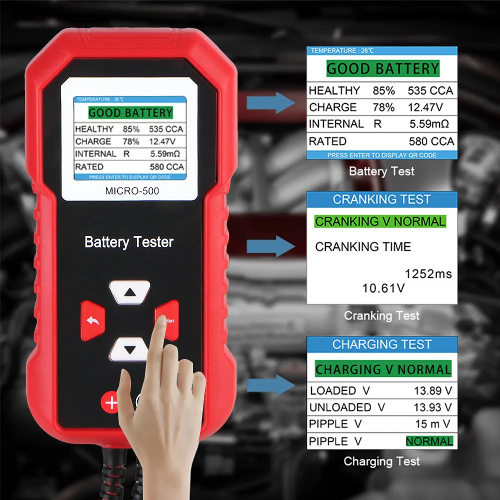 Repair Tools Battery Capacity Tester 12V Car Battery Tester For Motorcycle Truck SUV Portable Multifunctional Micro-500