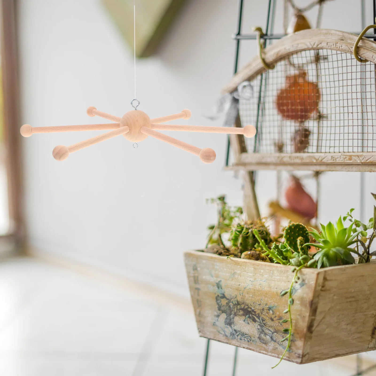 إطار خشبي للرياح مكون من 6 فرع يمكنك صنعه بنفسك قاعدة جرس الرياح لحديقة ساحة الشرفة ملحقات الديكور الريفي إطار خشبي متنقل