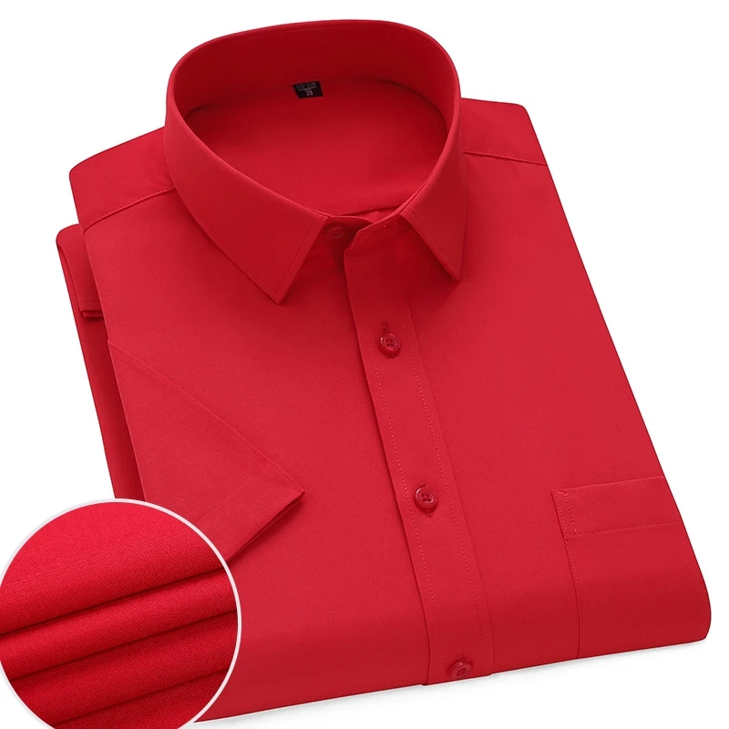 Summer Short-Sleeved Men\'s Shirts Formal Wear Comfortable And Easy To Care Fashionable Business Office White Red Yellow Shirts