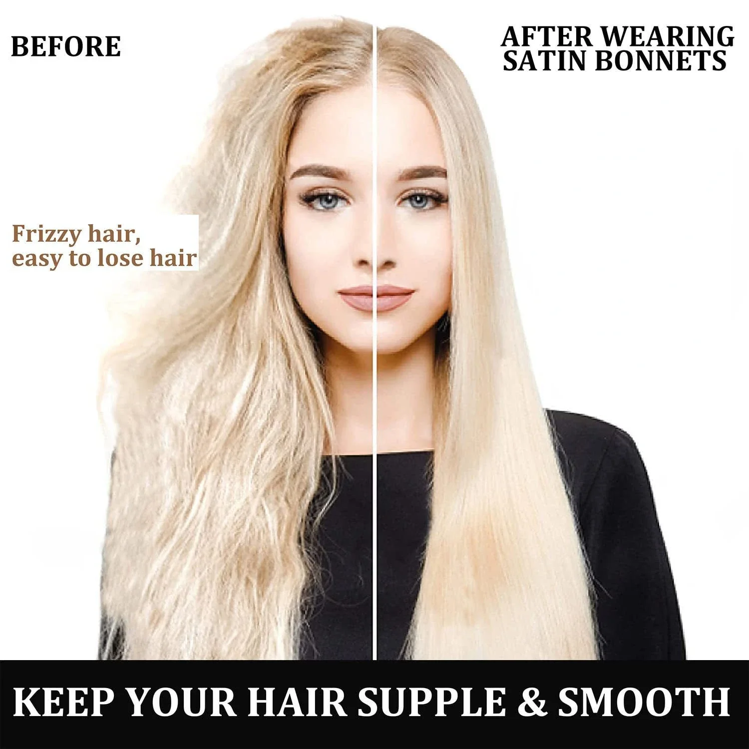 Cofano per capelli da donna in raso per dormire Cura dei capelli Cofani in seta Cappello per dormire a tesa larga solido con fascia elastica morbida