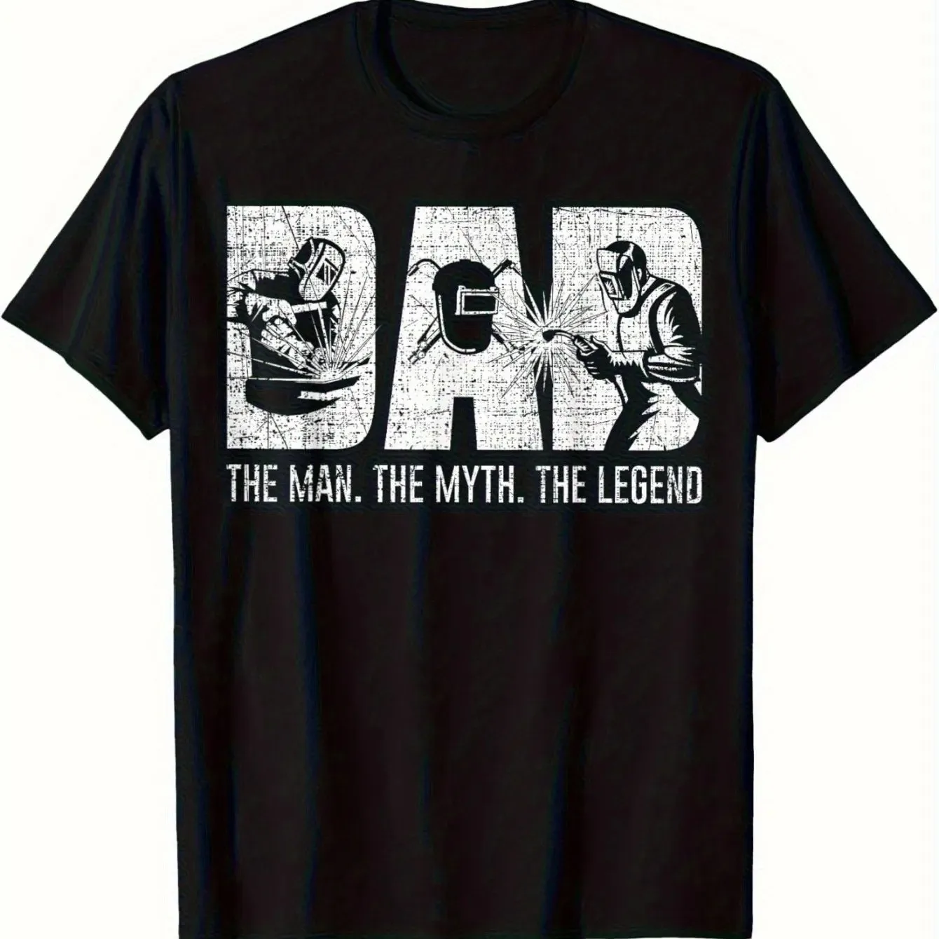 Men's Welding Dad T-Shirt DAD THE for Man THE MYTH THE LEGEND Bold Welder Graphic Print  Cotton Regular Fit