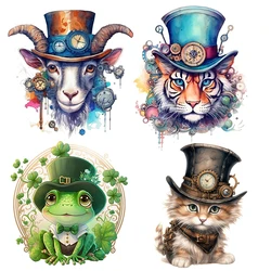 C175#Animal Wearing A Hat Wall Sticker Kids Room Background Home Decoration Mural Living Room Wallpaper Funny Decal