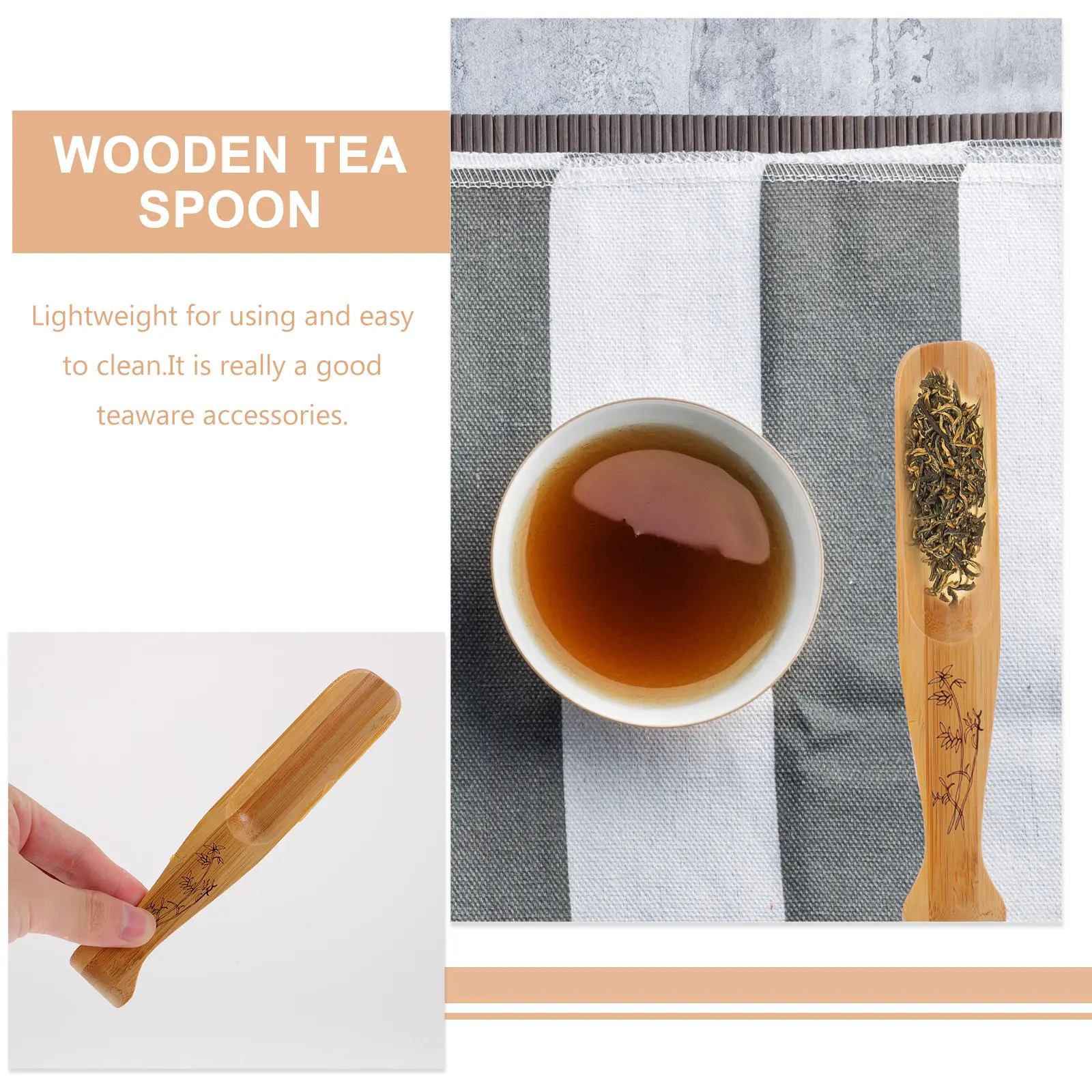 Bamboo Tea Spoon Fishtail Design Light Weight Easy Clean Multi Use Scoop for Sugar Jar Flour Jar Tea Coffee Scooping