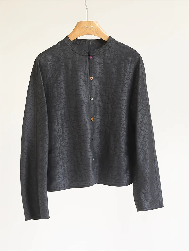 

Шелковая блузка для женщин: новая коллекция в китайском стиле, из натурального шелка, с узором Цянъюнь, в национальном стиле, с цветовыми блоками.