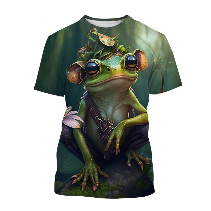 New fashion cartoon animal frog 3D printing T-shirt summer casual round neck short-sleeved unisex sports frog T-shirt XS~5XL