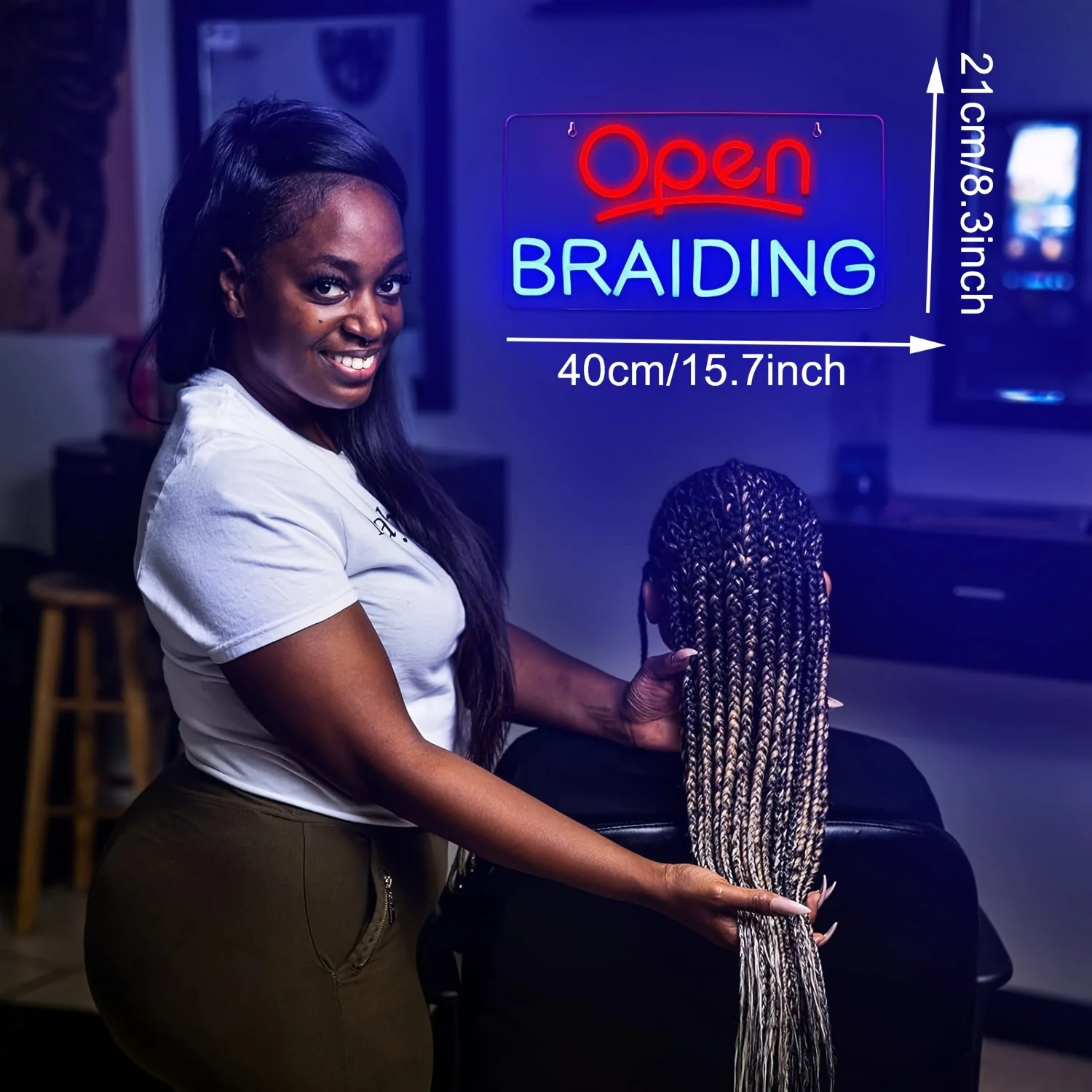 오픈 브레이딩 네온사인 (사업용) 초고휘도 LED 사인 (헤어 살롱, 이발소, 뷰티샵, 윈도우 디스플레이용)