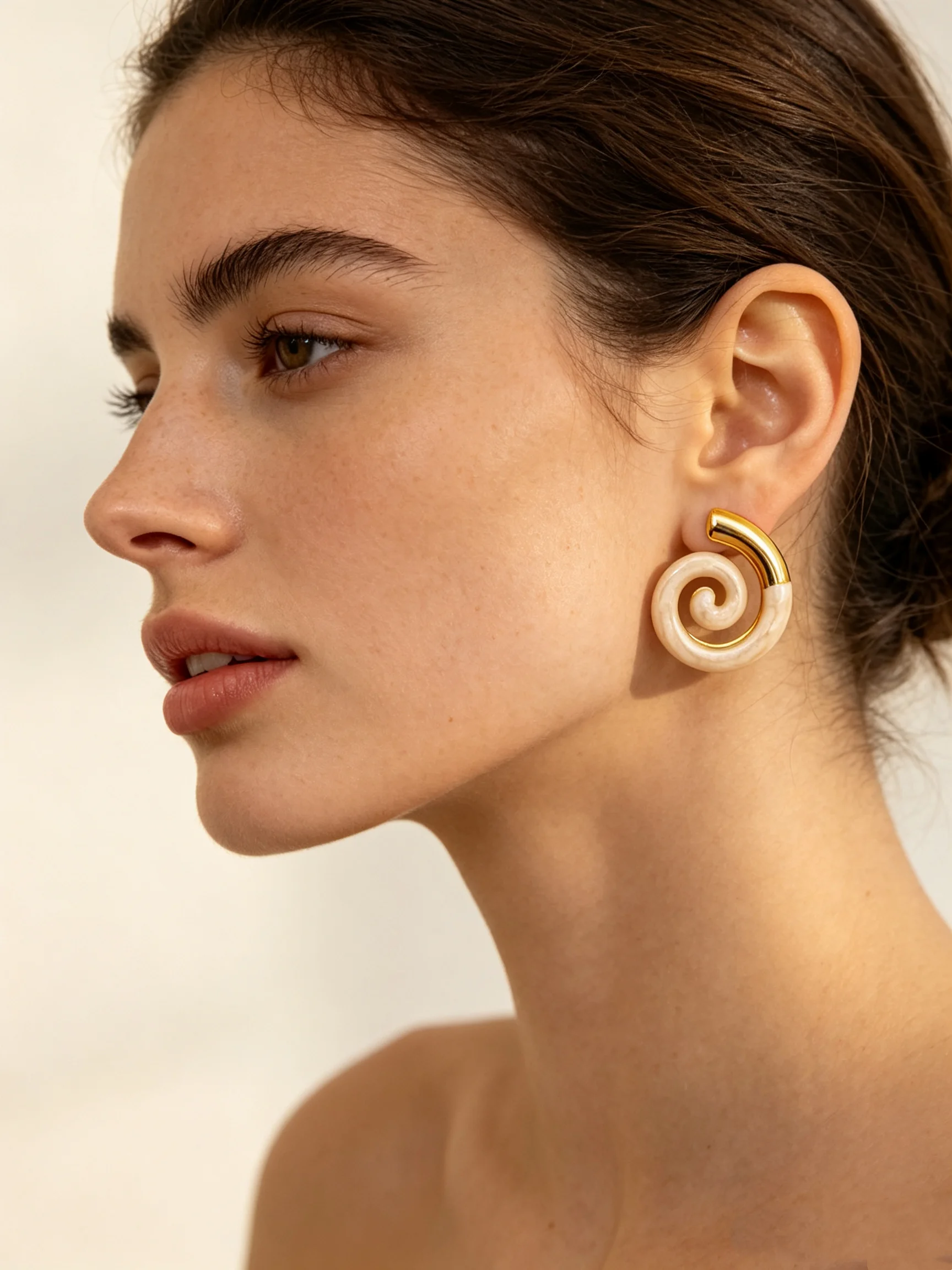 Vintage Spiral Swirl Enamel Earrings,Stainless Steel Gold Plated Statement Earrings,Trendy Daily Party Jewelry Gift for Ladies