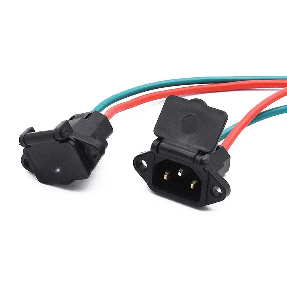 Electric Scooter Charging Port 36V 48V E-Bike Vehicle Socket With 16cm Cable Wire Three Vertical Connector For Battery Charger