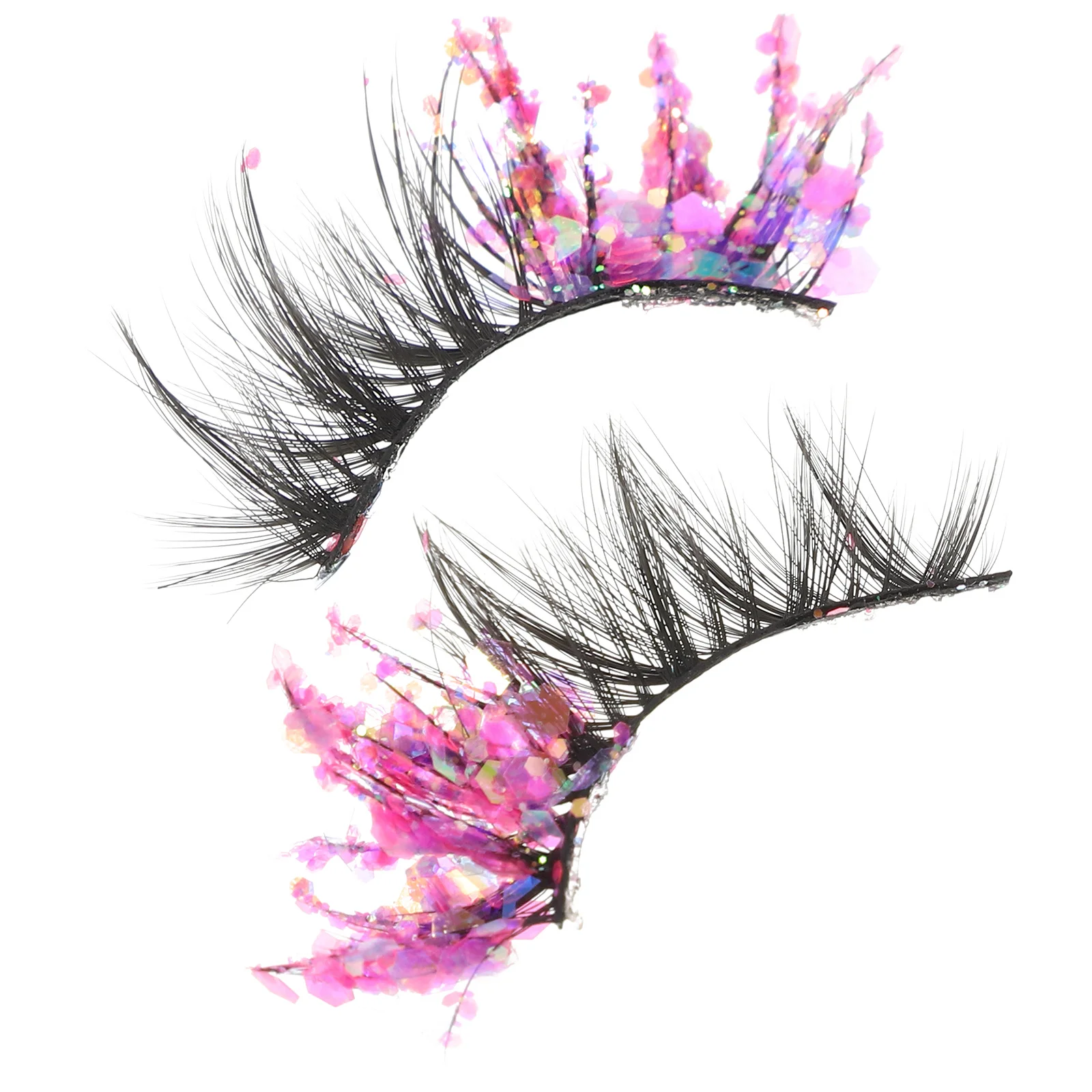 2pcs Glitter False Eyelashes Luminous Colored Lash Clusters Reusable Natural Looking Makeup Eyelashes For Women Cosplay Strip