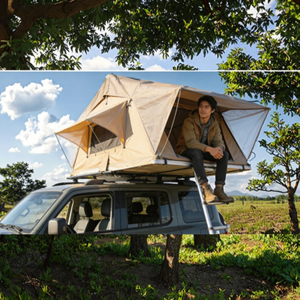 

OEM Camp Annex Straight Bracing Softshell Roof Top Tent Waterproof Car Rooftop with Aluminum Poles