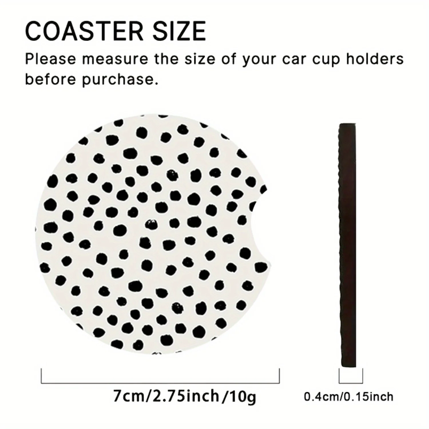 Polka Dots 2 Pack Car Cup Holder Coasters, Non-Slip and Universal Car Coasters, Interior Additions, Cute Gifts