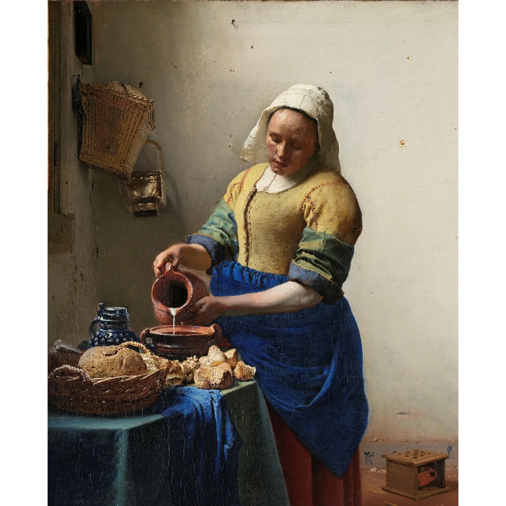 Milkmaid Johannes Vermeer kobieta słynny obraz olejny na płótnie plakaty i druki Wall Art Picture wystrój salonu Cuadros