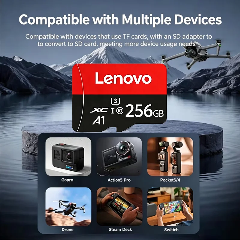 Lenovo 1TB Micro SD Memory Card 256GB 128GB 512GB TF Flash Card UHS-I U3 V30 High Capacity Storage Card for Camera Drone Laptop - view 6