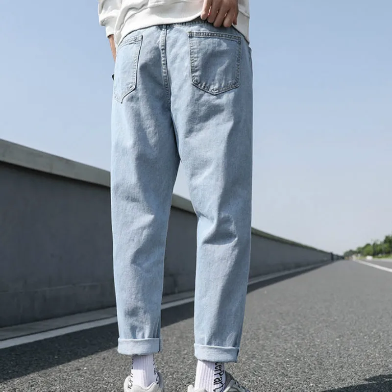 Men Jeans Male Trousers Simple Design High Quality Cozy All-match Students Daily Casual Korean Fashion Ulzzang Ins Plus Size 5XL